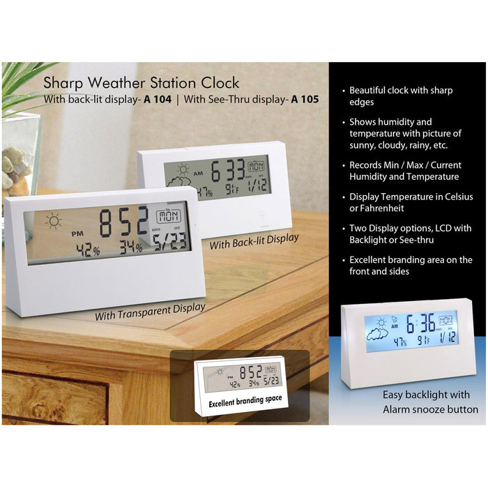 Power Plus- Sharp Weather Station Clock With see-thru display A 105