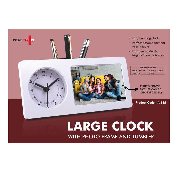 Large clock with photo frame and tumbler A - 135