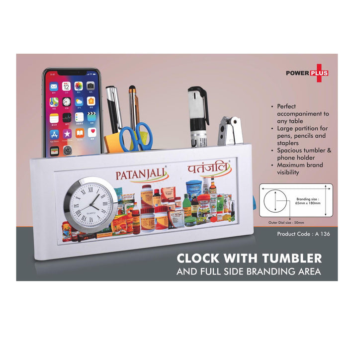 Clock with tumbler and full side branding area A - 136