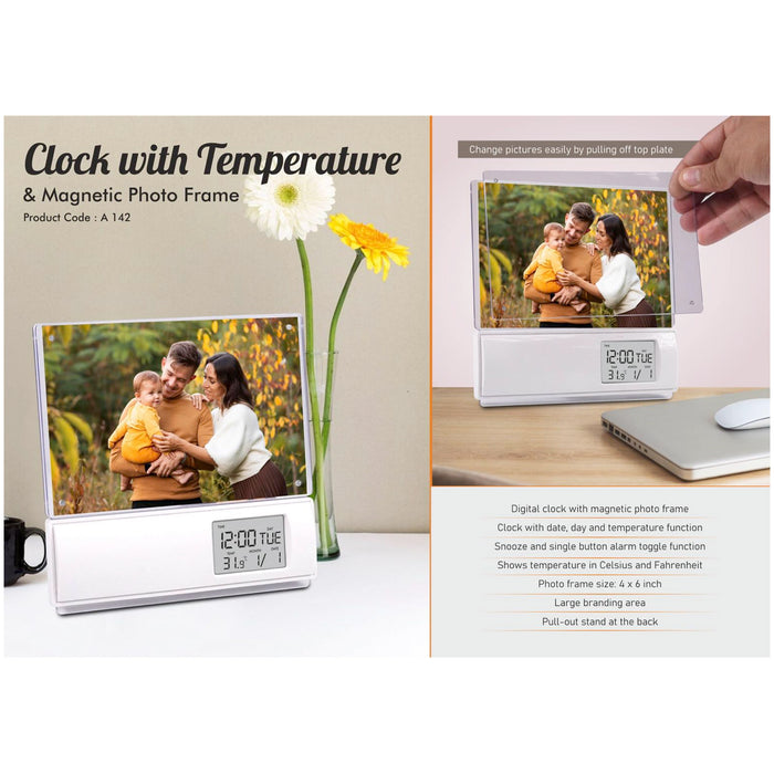 Power Plus- Clock With temperature and magnetic photo frame A 142