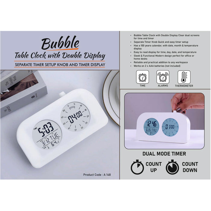 Power Plus- Bubble Table Clock with double display Separate timer setup A 148