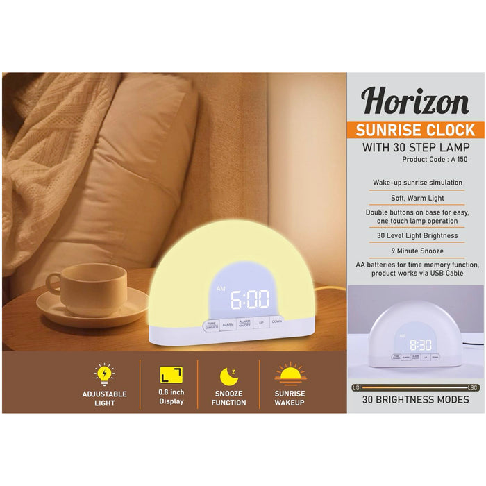 Power Plus- Horizon: Sunrise clock with 30 step Lamp Easy Press anywhere  function for light A 150