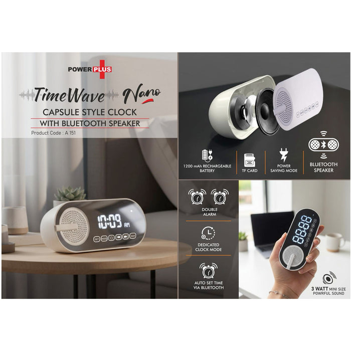Power Plus- Time Wave Nano: Capsule style clock with Bluetooth Speaker A 151