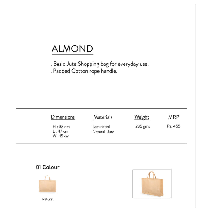 Oblique- Almond  Jute Shopping Bag