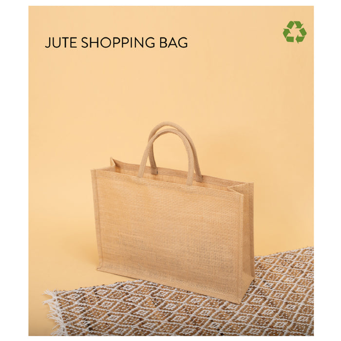 Oblique- Almond  Jute Shopping Bag