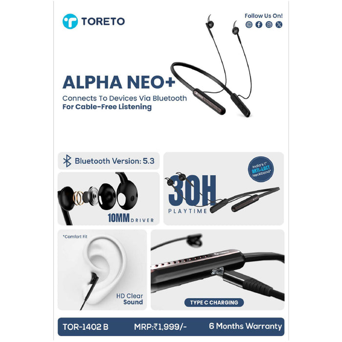 Toreto Alpha Neo Plus Neckband