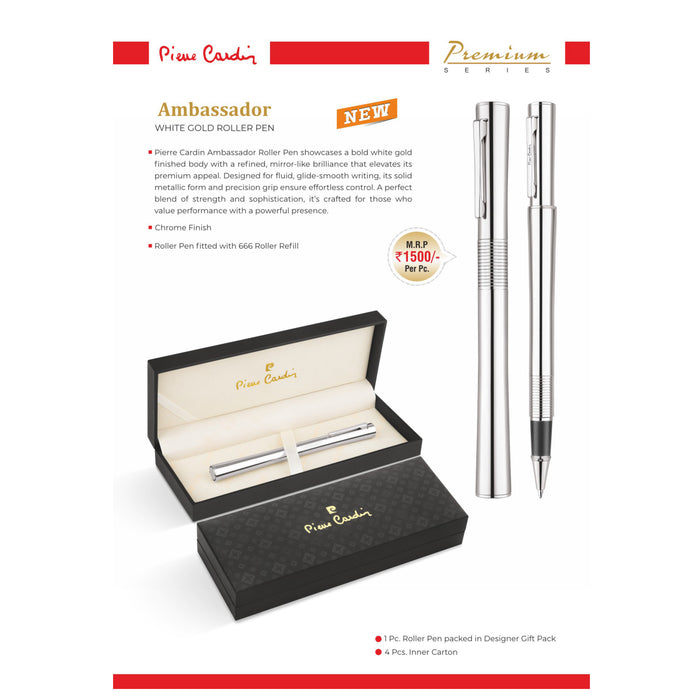 Pierre Cardin- Ambassador white gold Roller Pen