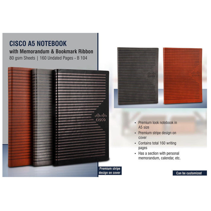 Cisco A5 notebook with memorandum & Bookmark ribbon| 80 gsm sheets  - B 104