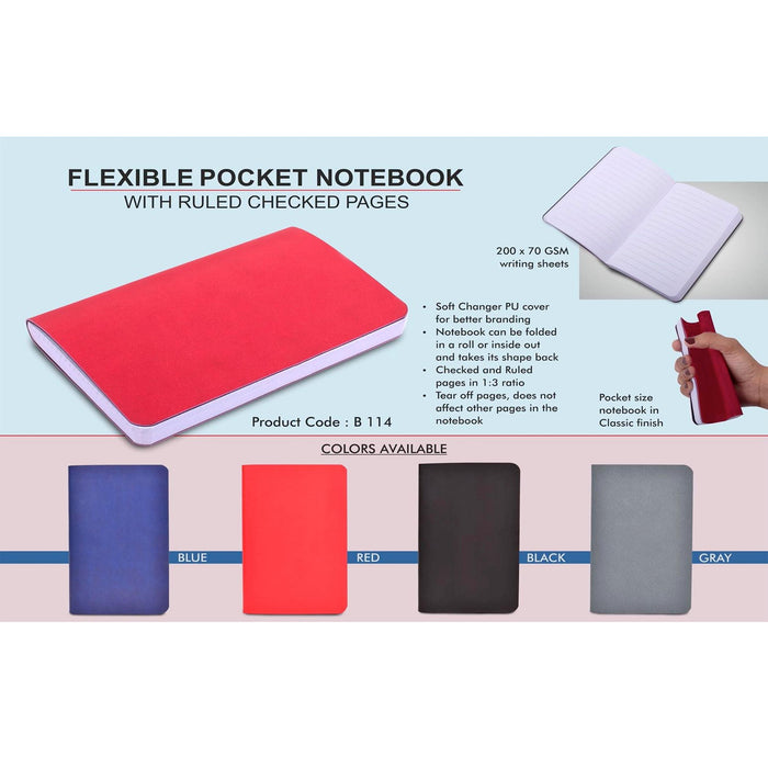 Flexible Pocket Notebook with Ruled & Checked pages  - B 114