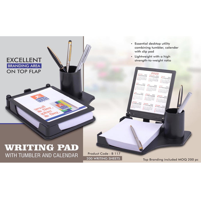Writing pad with Tumbler and Calendar | 200 writing sheets | Top Branding included MOQ 200 pc - B 117