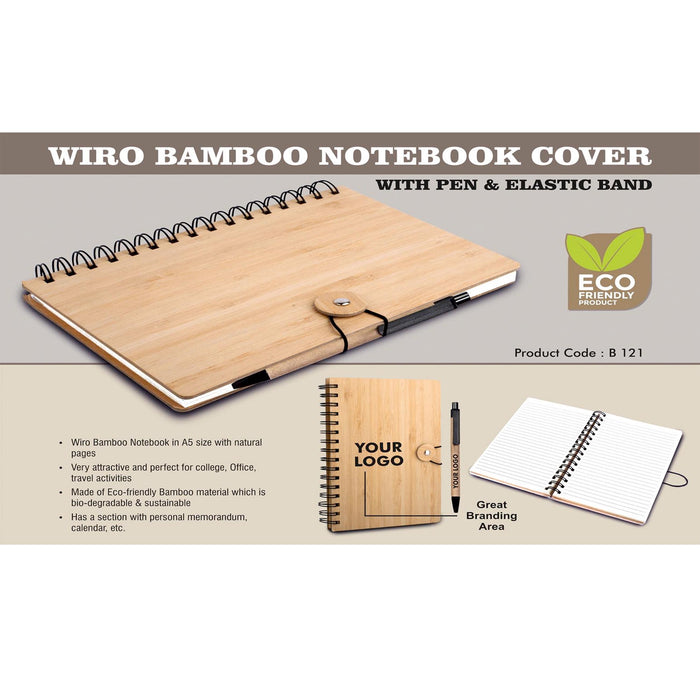 Wiro bamboo notebook cover with elastic band  -  B 121