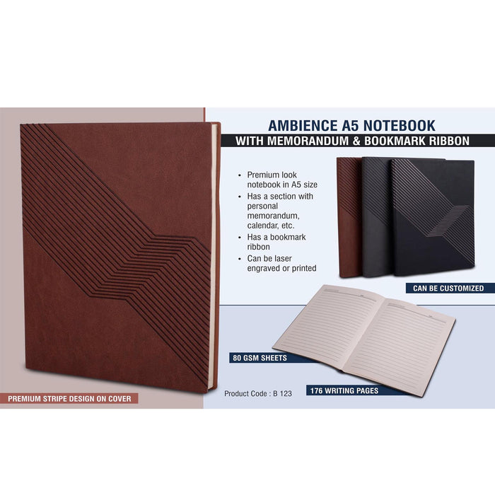 Ambience A5 notebook with memorandum & Bookmark ribbon -  B 123