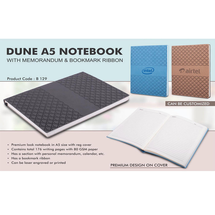 Dune A5 notebook with memorandum & Bookmark ribbon  -  B 129