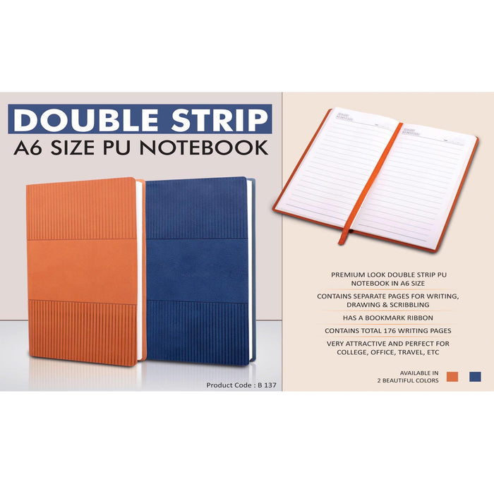 Double strip A6 size PU notebook -  B 137