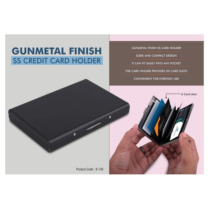 Gunmetal finish SS Credit card holder | 6 Card slots -  B 149