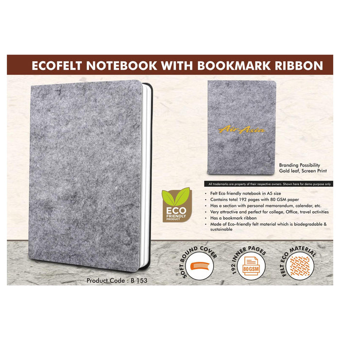 EcoFelt Notebook with bookmark ribbon - B 153