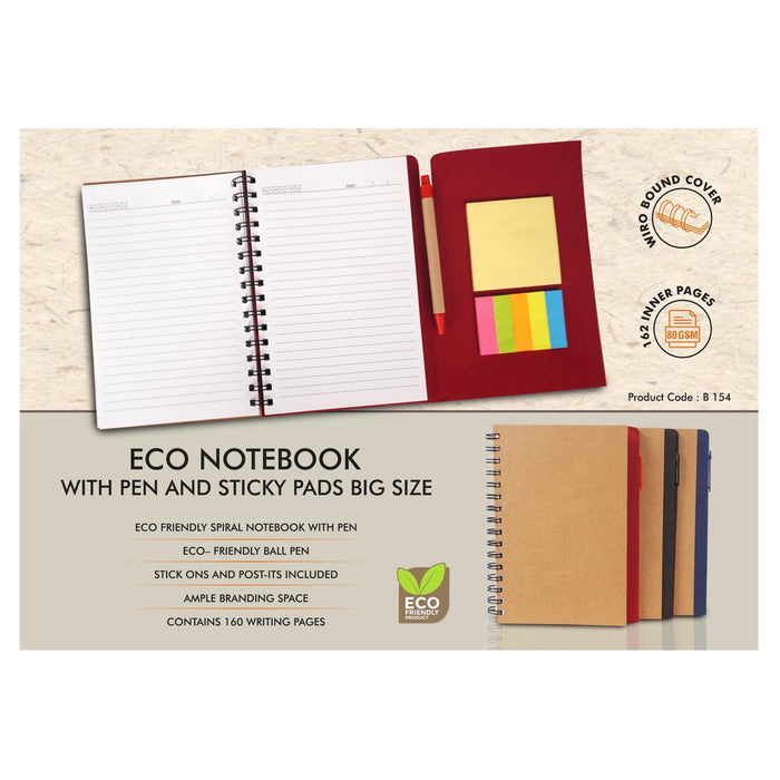 A5 Size notebook with Sticky notes and Eco pen - B 154