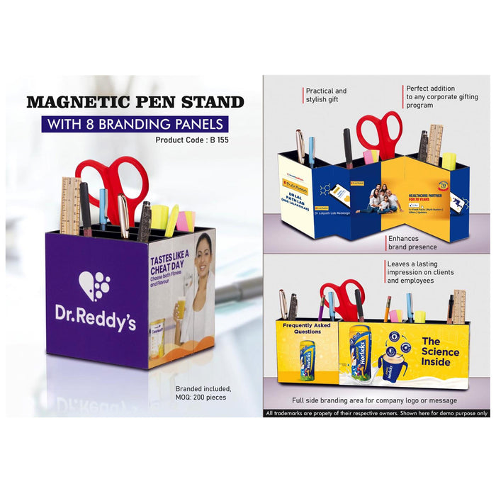 Magnetic Pen stand with full side branding area | Branding  included MOQ 100 pc - B 155
