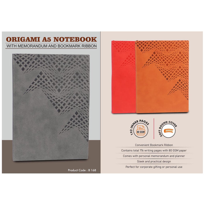Origami A5 Notebook with Memorandum and Bookmark Ribbon -  B 168