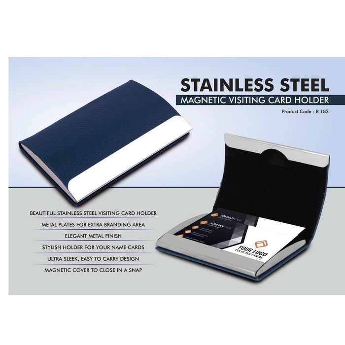 Stainless Steel Magnetic Visiting Card holder- Blue -  B 182