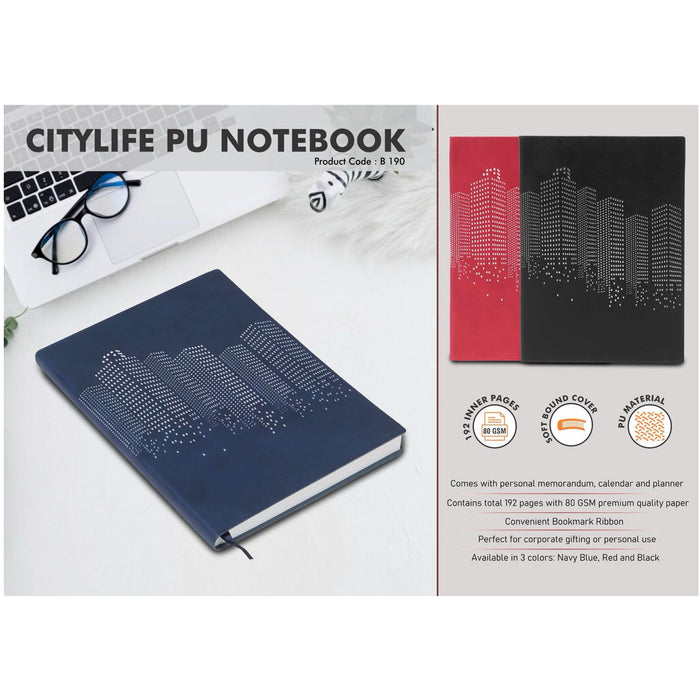 Power Plus- City Life PU Notebook With Memorandum And Bookmark Ribbon B 190