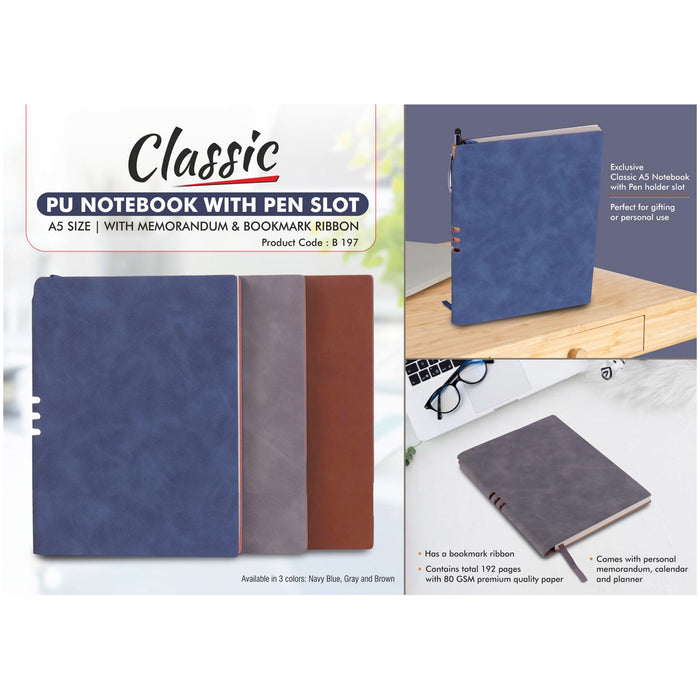 Power Plus- Classic PU Notebook With Pen Slot B 197