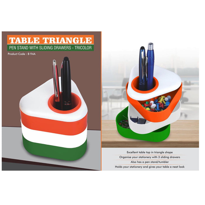 Table triangle: Pen stand with sliding drawers- Tricolor - B 94 A