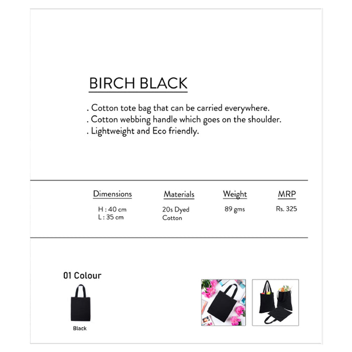 Oblique- Birch  Black Cotton Bag