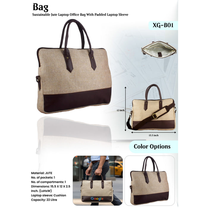 Sustainable Jute Laptop Office Bag XG - B01