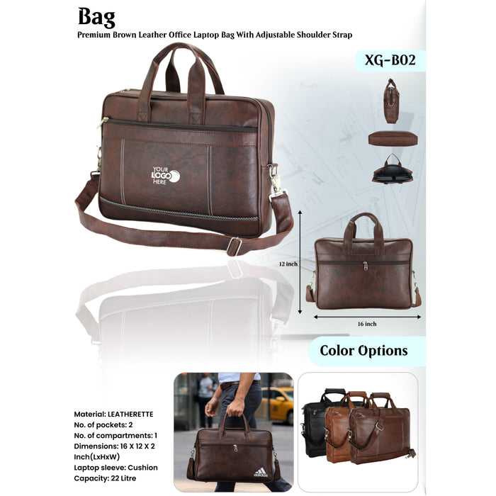 Premium Brown Leather Office   Laptop  Bag XG - B02