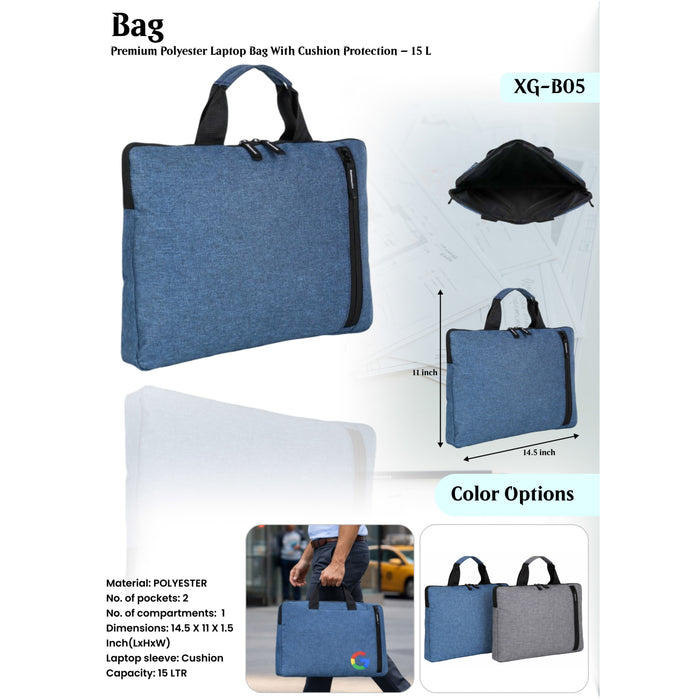 Premium   Polyester Laptop  Bag With Cushion Protection  XG - B05