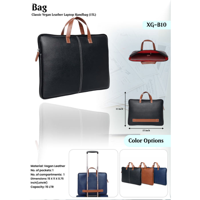Classic Vegan Leather Laptop Hand Bag    XG - B10