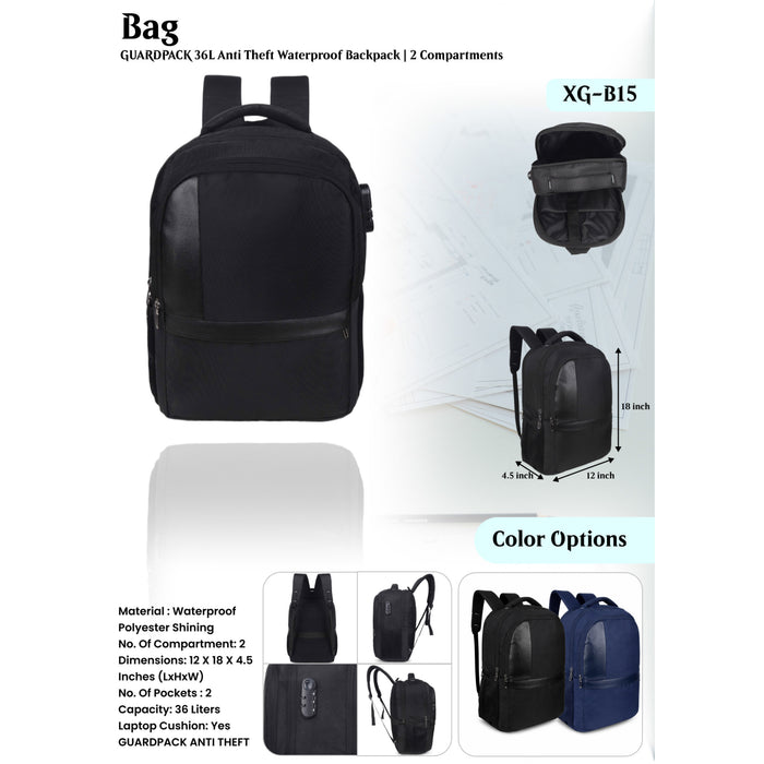GUARDPACK Anti Theft Waterproof Backpack   XG - B15