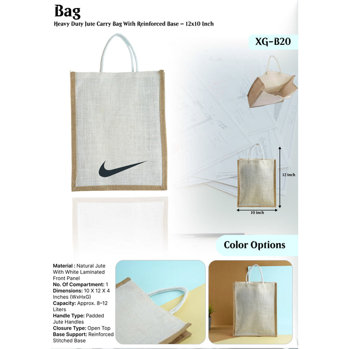 Heavy Duty Jute Carry Bag With Reinforced Base   XG - B20