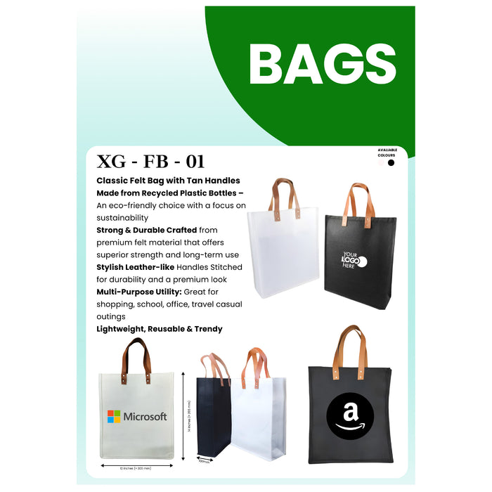Classic Felt Bag with Tan Handles XG - FB - 01