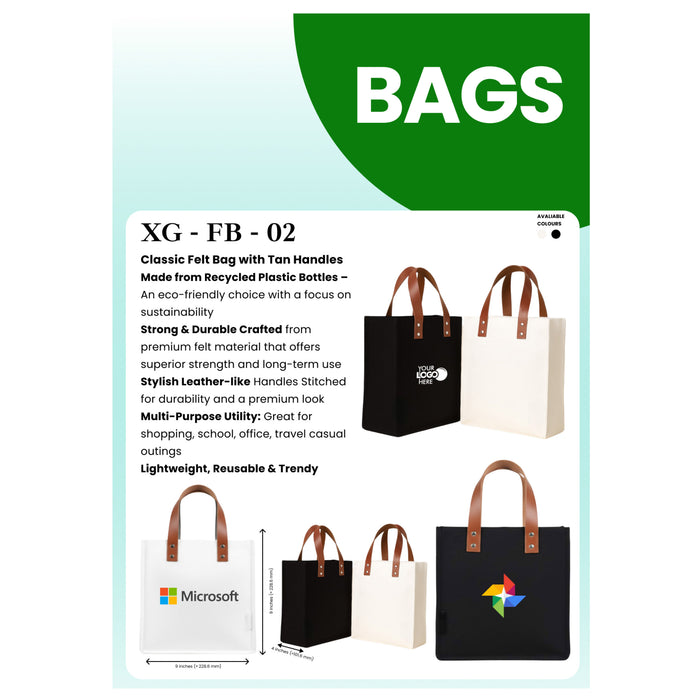 Classic Felt Bag with Tan Handles XG - FB - 02