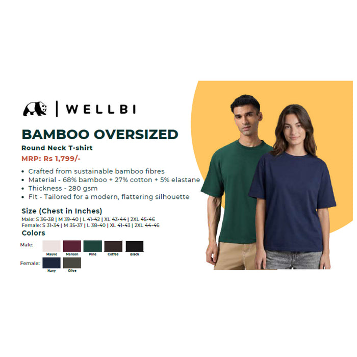 WellBi- Bamboo Oversized  Round Neck T-Shirt