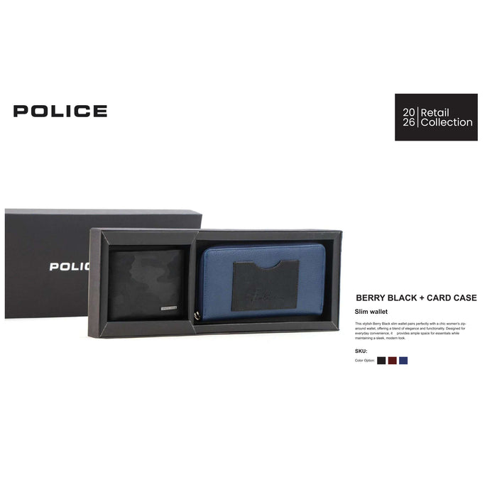 Police - Berry Black Plus Card Case Slim Wallet