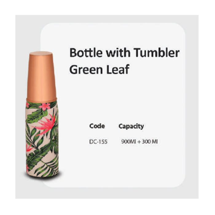 Bottle With Tumbler Green Leaf   DC- 155