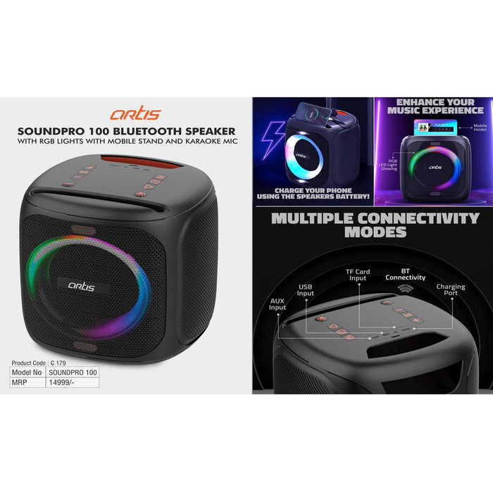 Ortis Soundpro 100 Bluetooth speaker with RGB lights | With mobile stand and Karaoke Mic - C 179