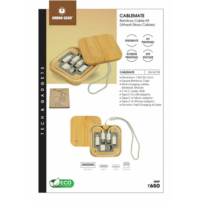 URBAN GEAR - CableMate - Bamboo Cable Kit (Wheat Cables)  - UG-GC38