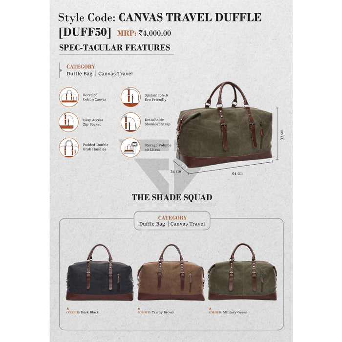 CANVAS TRAVEL DUFFLE (DUFF50)