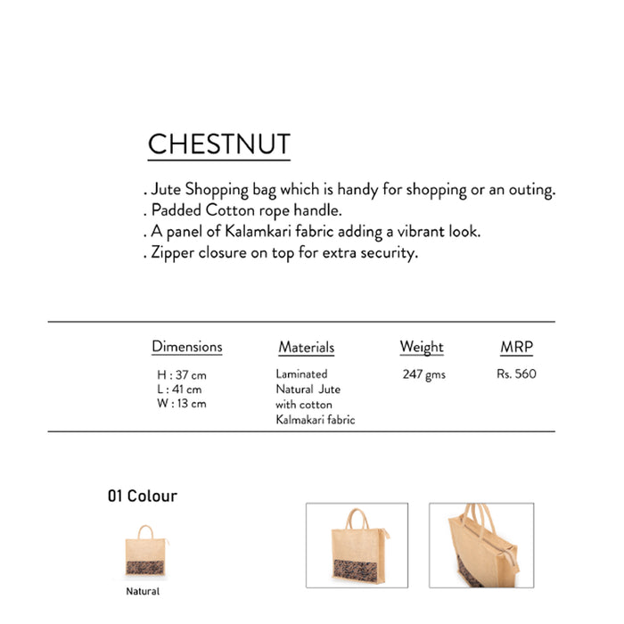 Oblique- Chest Nut  Jute Shopping Bag