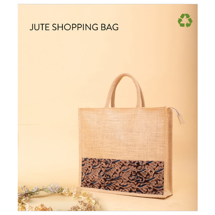 Oblique- Chest Nut  Jute Shopping Bag