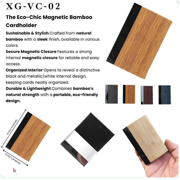 The Eco - Chic Magnetic Bamboo Cardholder XG - VC - 02