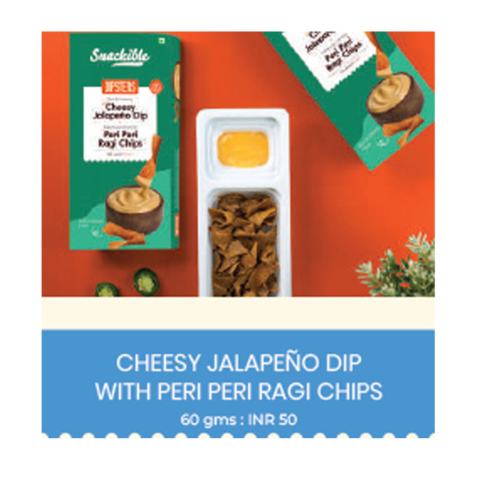 Snackible - Cheesy Jalapeno Dip With Peri Peri Ragi Chips