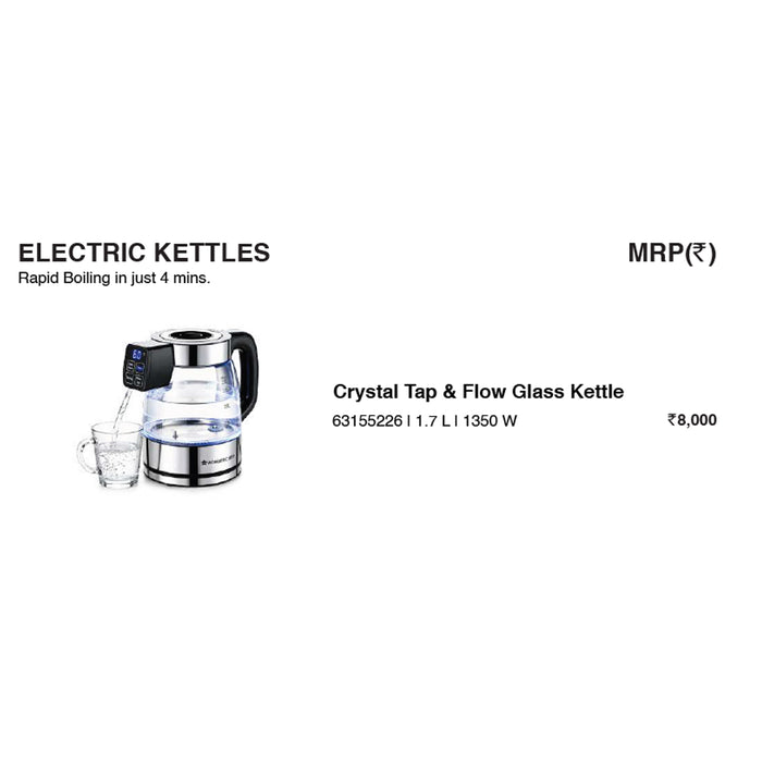 Wonder Chef - Crystal Tap & Flow Glass Kettle