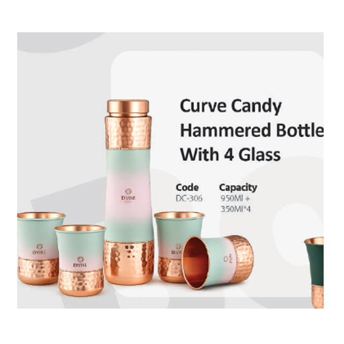 Curve Candy Hammered  Bottle With 4 Glass   DC-306