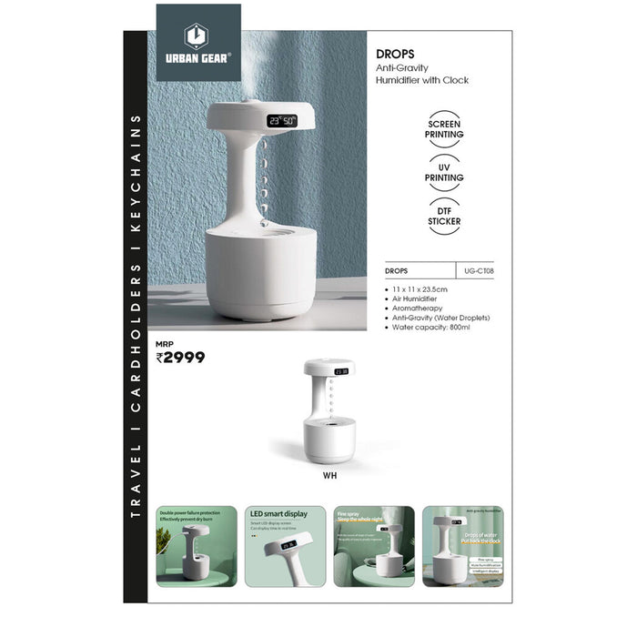 URBAN GEAR - SROPS - Anti-Gravity Humidifier with Clock - UG-GT08
