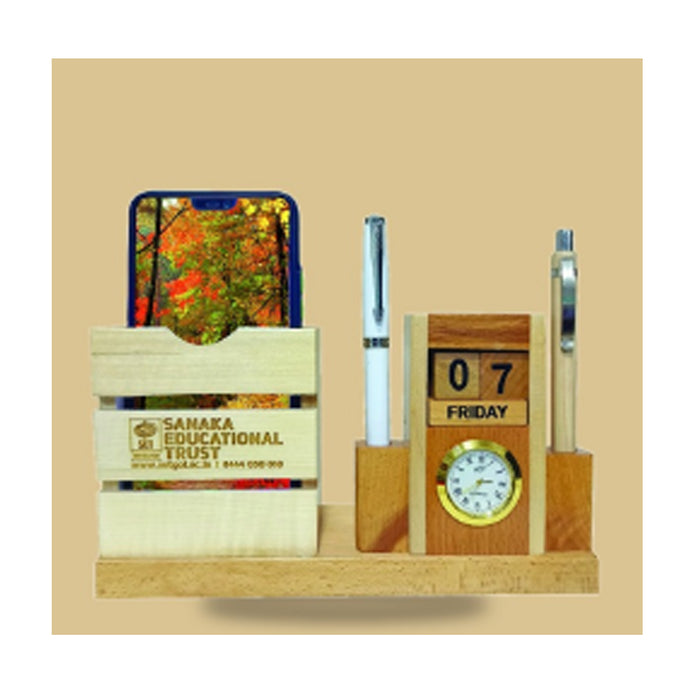 Wooden Perpectual Calendar Pen Stand - DW 1066